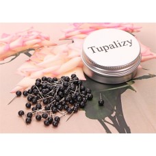 Tupalizy 1/8 Inch Small Round Head Map Tacks Pins for Home Office Use and DIY Craft Project (Black, 100PCS)