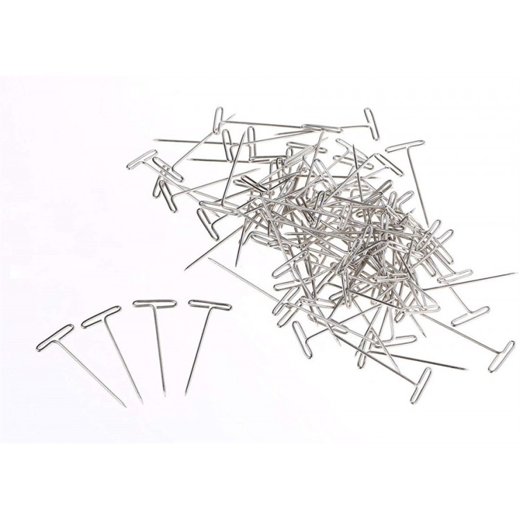 100pcs 1 Inch Niel Plated Steel T-pins Sier T Shaped Pins